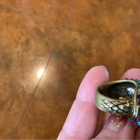 Heidi Daus Art DecobTurquoise Teal Oval Crystal Statement Ring. NWOT Sz. 7.5 - Picture 4 of 8
